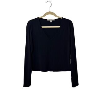 Faded Rose Essentials Black V-Neck Long Sleeve Top XL New With Tags